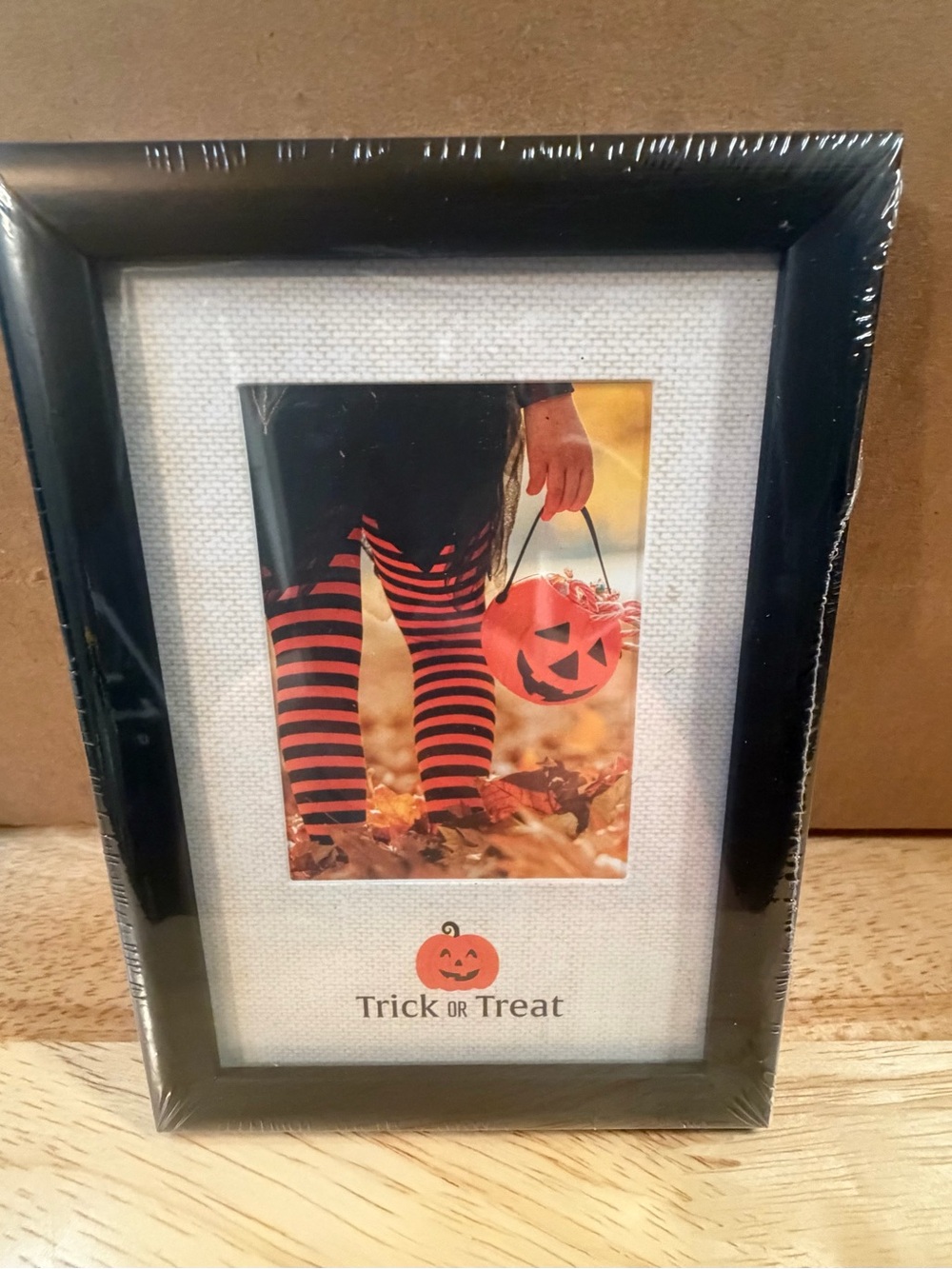 Black Trick or Treat Halloween Picture Frame 4x6 inch. Set of 2